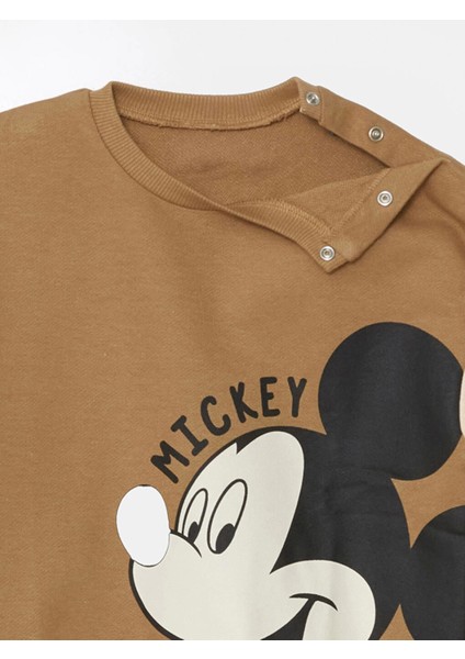 Lcw Baby Kahverengi Mickey Mouse Baskılı Erkek Bebek Eşofman Takım fırsatları