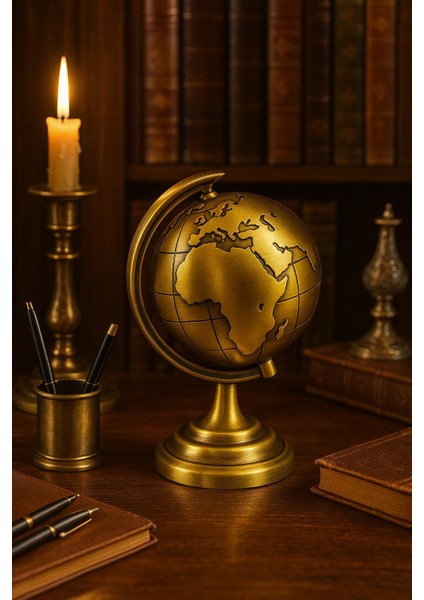 Ofis ve Ev Dekoru Için Metal Dünya Küresi Gold – Masaüstü Süs, 13X9 cm fiyatları