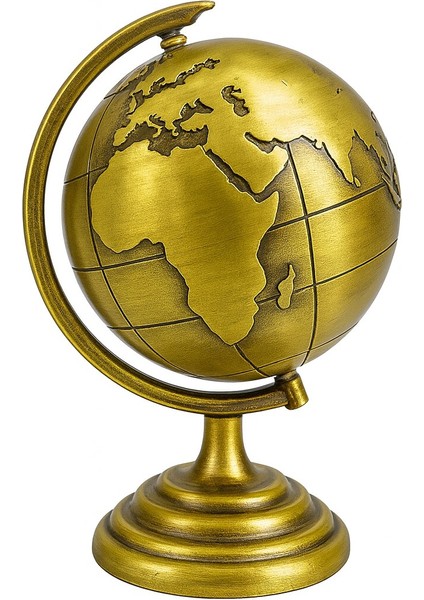 Ofis ve Ev Dekoru Için Metal Dünya Küresi Gold – Masaüstü Süs, 13X9 cm modelleri
