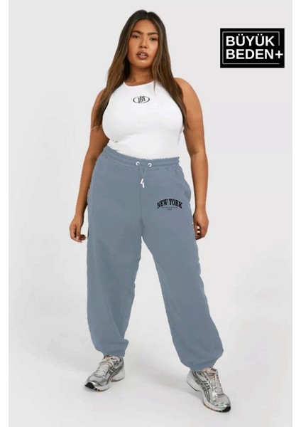 Kadın Büyük Beden Paça Lastikli New York Baskılı Ince Eşofman Altı SPR25BEAK48 fiyatları