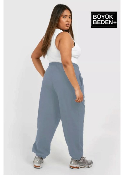 Kadın Büyük Beden Paça Lastikli New York Baskılı Ince Eşofman Altı SPR25BEAK48 modelleri