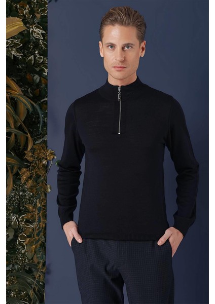 Tr 861 Slim Fit Lacivert Klasik Triko