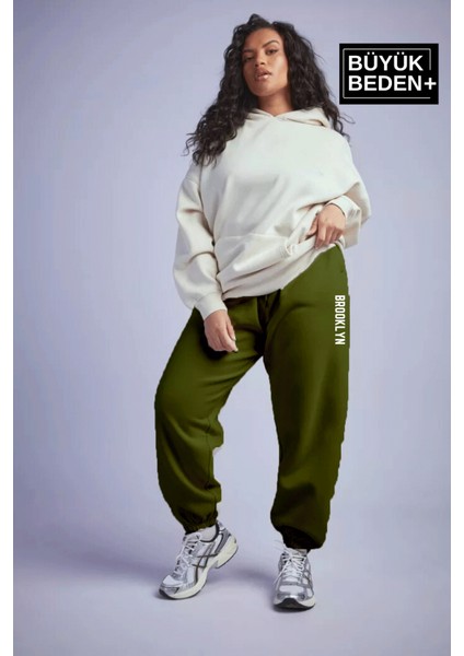 Kadın Büyük Beden Paça Lastikli Brooklyn Baskılı Ince Eşofman Altı SPR25EAK53 fiyatları