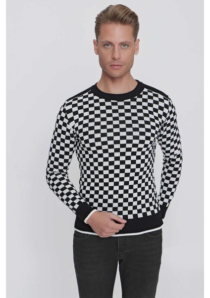 Tr 843 Slim Fit Siyah Klasik Triko