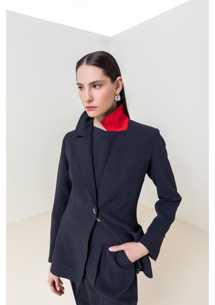 Kontrast Yakalı Asimetrik Blazer 26W50816 modelleri