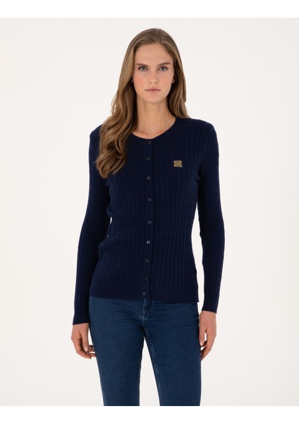 Kadın Lacivert Ex. Slim Fit Triko Hırka 50317064-VR033