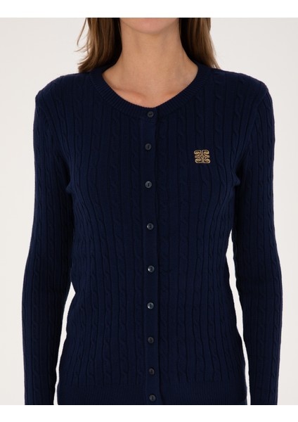 Kadın Lacivert Ex. Slim Fit Triko Hırka 50317064-VR033