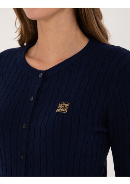 Kadın Lacivert Ex. Slim Fit Triko Hırka 50317064-VR033