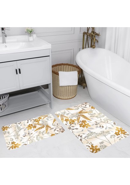 Dijital Baskı Modern Banyo Halısı Ikili Banyo Paspası LNA5176 100X60+60X50 cm