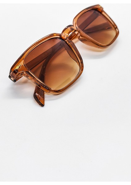 Retro Kahverengi Çerçeveli, Oval Şeffaf Kahve Cam Model Güneş Gözlüğü, Deri Kılıf Hediyeli indirimleri