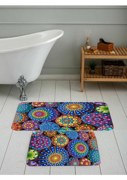 Dijital Baskı Modern Banyo Halısı Ikili Banyo Paspası LNA5080 100X60+60X50 cm