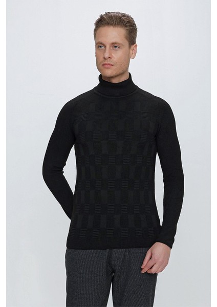 Tr 852 Slim Fit Siyah Klasik Triko