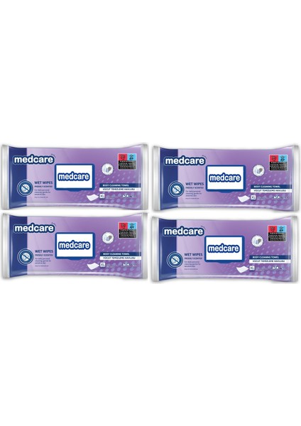 Xlarge Boy Vücut ve Perine Temizleme Havlusu 30x30 cm Ekstra Kalın 50'li 4 Paket