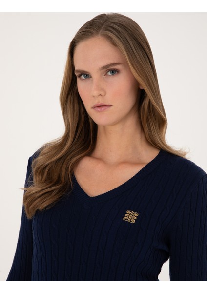 Kadın Lacivert Ex. Slim Fit Basic Kazak 50317062-VR033 fiyatları