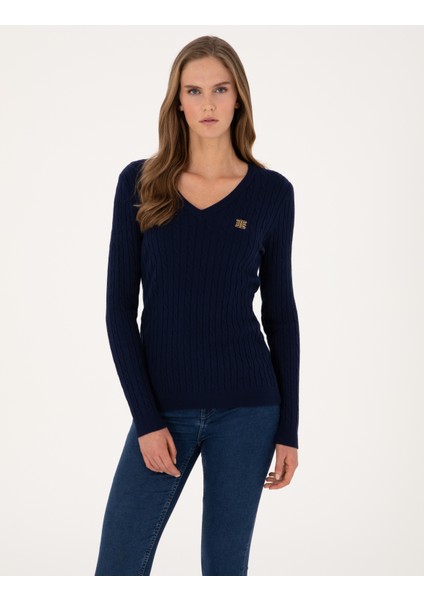 Kadın Lacivert Ex. Slim Fit Basic Kazak 50317062-VR033 modelleri