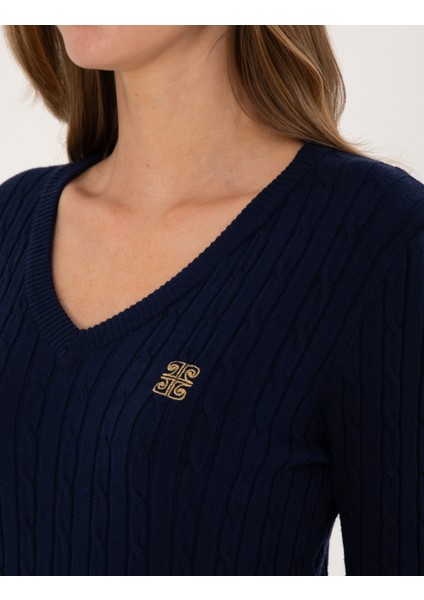 Kadın Lacivert Ex. Slim Fit Basic Kazak 50317062-VR033