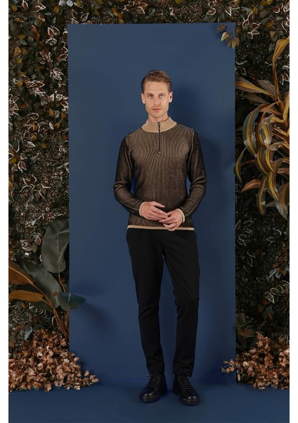 Tr 859 Slim Fit Camel Klasik Triko