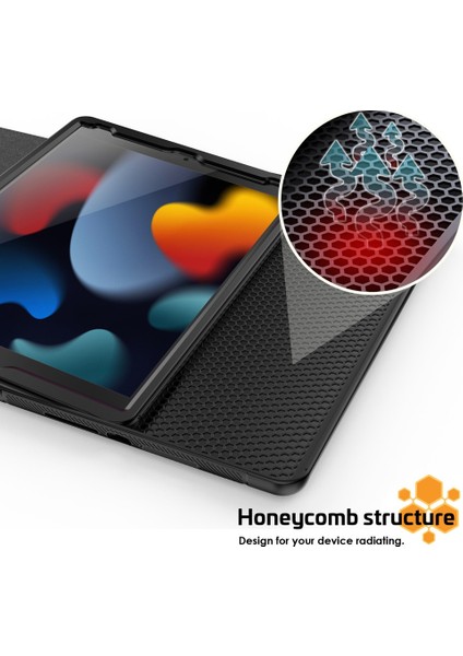 Apple iPad Air 11 Inc M3 (2025) Kartlıklı Multifonksiyonel Manyetik Standlı Kalemlikli Zırhlı Smart Kılıf A3266 A3267