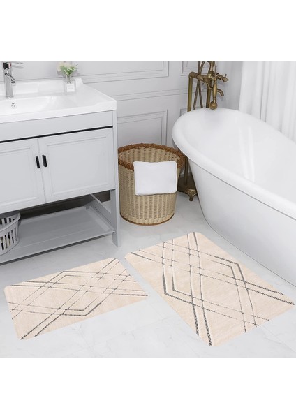 Dijital Baskı Modern Banyo Halısı Ikili Banyo Paspası LNA5191 100X60+60X50 cm
