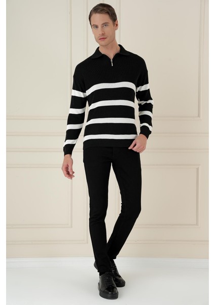 Tr 877 Slim Fit Siyah Klasik Triko