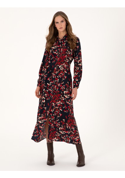 Kadın Lacivert Comfort Fit Dokuma Elbise 50314131-VR033