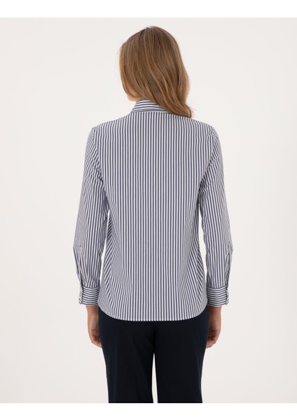 Kadın Mavi Regular Fit Uzun Kollu Gömlek 50314122-VR036 indirimleri