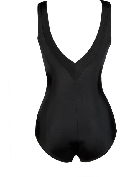 Kadın V Yaka Kahve Desenli Varaklı Toparlayıcı Mayo fiyatları