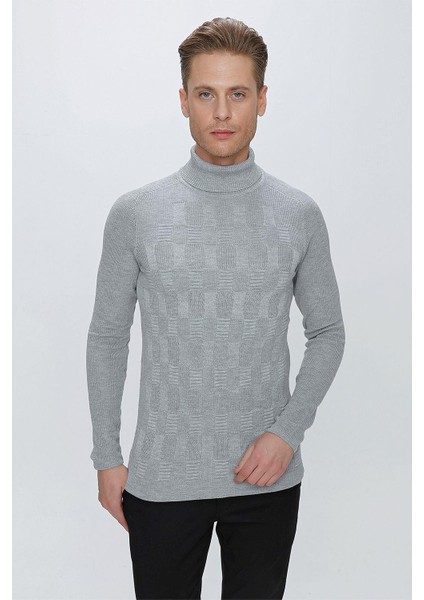 Tr 852 Slim Fit Gri Klasik Triko