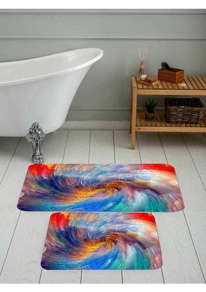Dijital Baskı Modern Banyo Halısı Ikili Banyo Paspası LNA5076 100X60+60X50 cm
