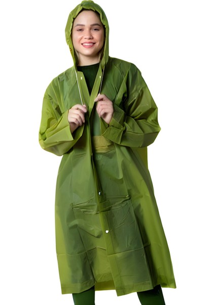 Kadın Erkek Yağmurluk Kapüşonlu Çıtçıtlı Eva Koyu Yeşil Asker Yeşili Yağmurluk BYMMRC881R1 fırsatları