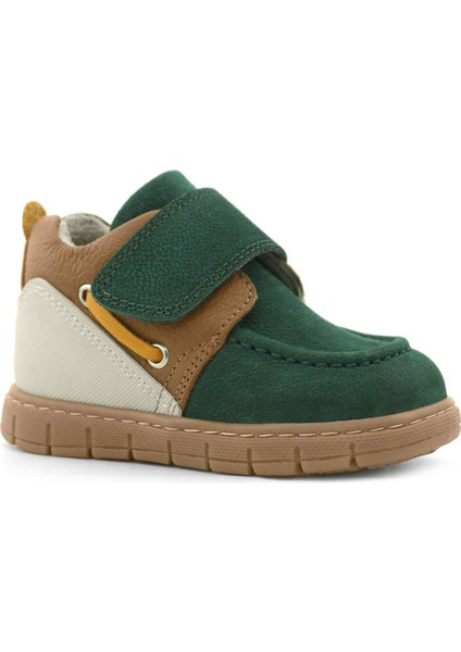 Hakiki Deri Yeşil Taba Cırt Cırtlı Bebek Bot