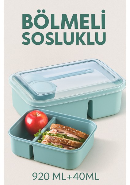 Bölmeli Sosluklu Beslenme Kabı 920 ml + 40 ml