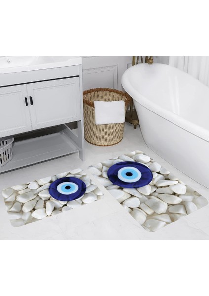 Dijital Baskı Modern Banyo Halısı Ikili Banyo Paspası LNA5286 100X60+60X50 cm
