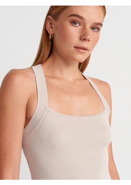 90253 Halter Yaka Fitilli Triko Elbise-Taş modelleri