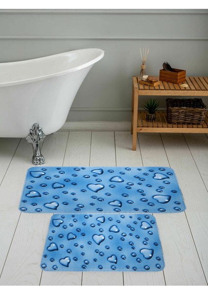 Dijital Baskı Modern Banyo Halısı Ikili Banyo Paspası LNA5087 100X60+60X50 cm