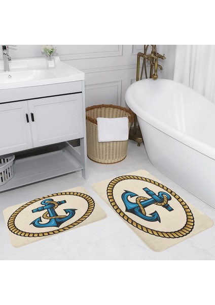 Dijital Baskı Modern Banyo Halısı Ikili Banyo Paspası LNA5129 100X60+60X50 cm