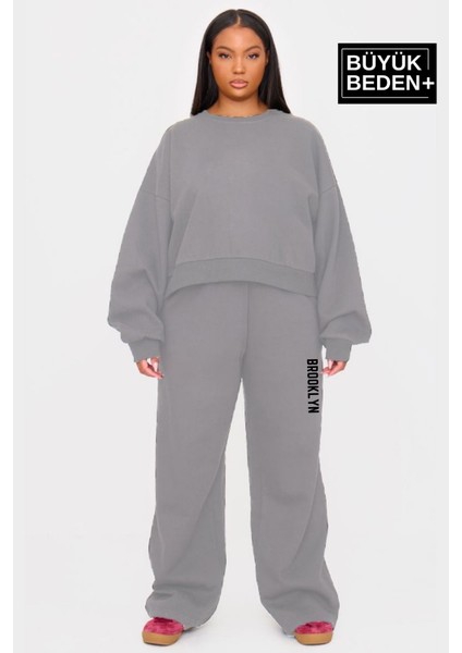 Kadın Büyük Beden Brooklyn Baskılı Ince Eşofman Altı SPR25BEAK54