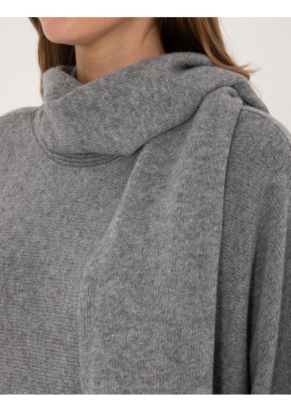 Kadın Gri Melanj Oversize Kazak 50311855-VR086