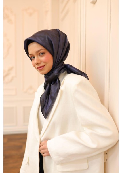 Desenli Shiny Eşarp - 8647 - Koyu Lacivert modelleri