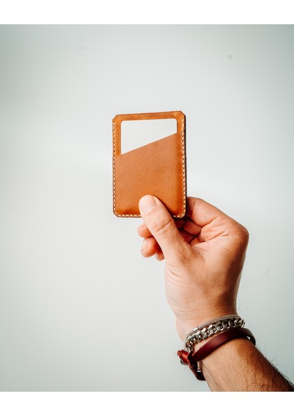Hakiki Deri El Yapımı Minimalist Kartlık
