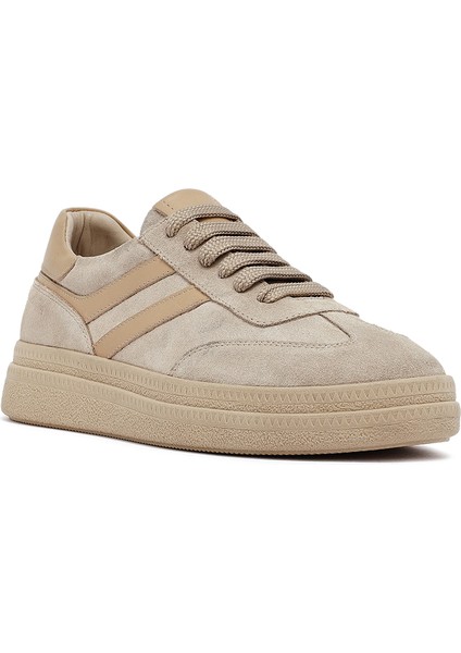 Kadın Bej Bağcıklı Süet Deri Sneaker 25AFD511010