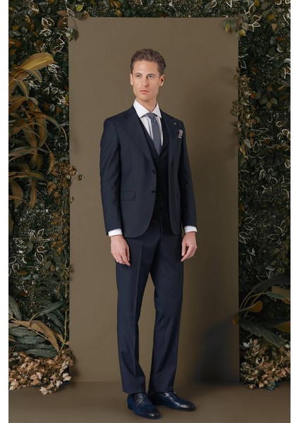 Tk 881 Slim Fit Lacivert Klasik Takım Elbise