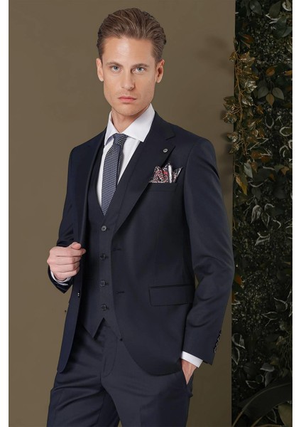 Tk 881 Slim Fit Lacivert Klasik Takım Elbise fırsatları