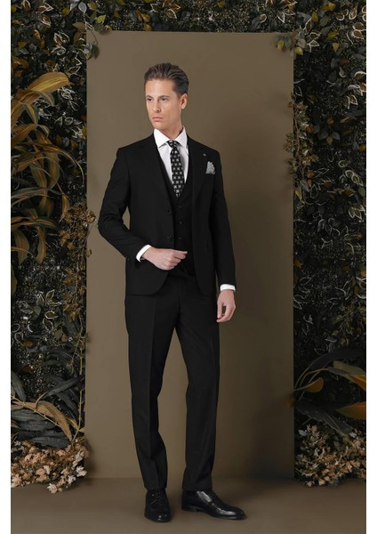 Tk 881 Slim Fit Siyah Klasik Takım Elbise