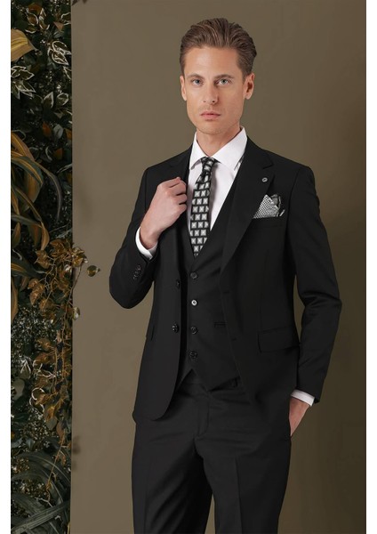 Tk 881 Slim Fit Siyah Klasik Takım Elbise indirimleri