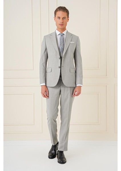 Tk 902 Slim Fit Gri Klasik Takım Elbise
