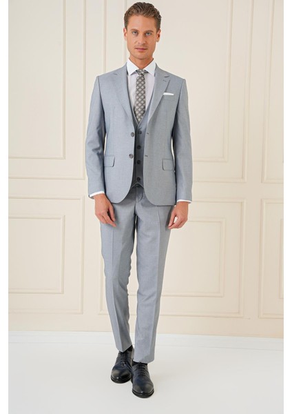 Tk 903 Slim Fit Gri Klasik Takım Elbise