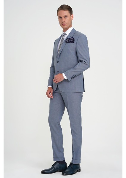 Slim Fit Çift Yırtmaç Esnek Yelekli Klasik Havacı Mavi Takım Elbise Tk 916 fiyatları