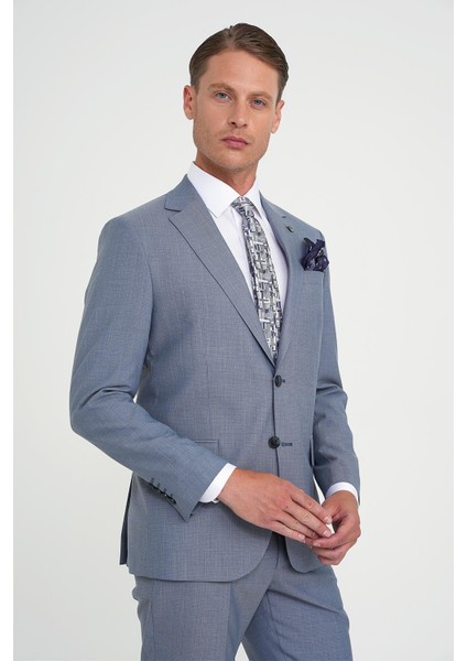 Slim Fit Çift Yırtmaç Esnek Yelekli Klasik Havacı Mavi Takım Elbise Tk 916 fırsatları