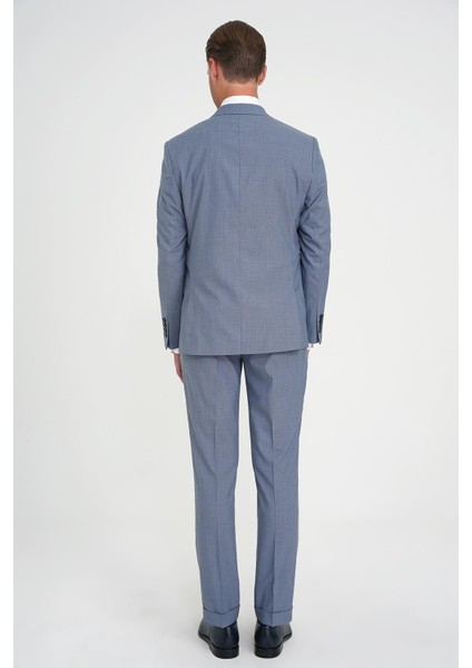 Slim Fit Çift Yırtmaç Esnek Yelekli Klasik Havacı Mavi Takım Elbise Tk 916 indirimleri
